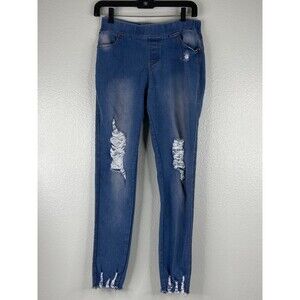 JVINI Women Small Jeggings Blue Distressed Legging Jeans